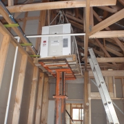 Waterfurnace Geothermal Heat Pump being installed in roof mounted plant room